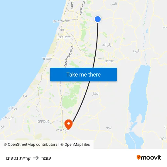 קריית נטפים to עומר map