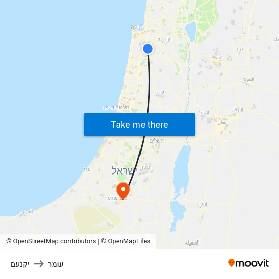 יקנעם to עומר map