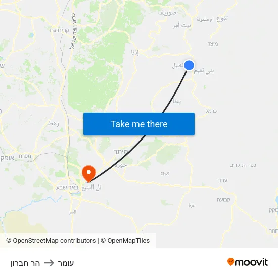 הר חברון to עומר map