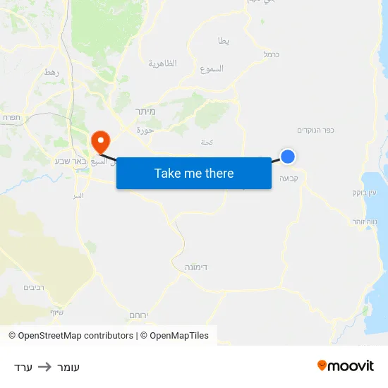 ערד to עומר map