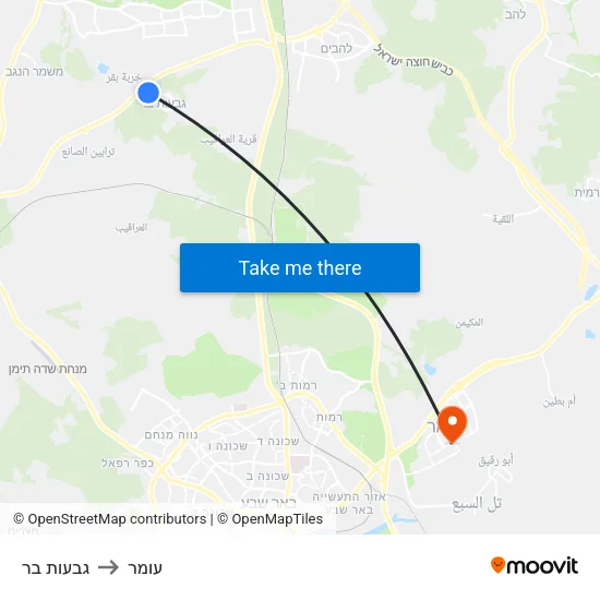 גבעות בר to עומר map