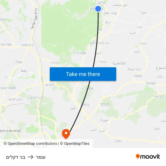 בני דקלים to עומר map