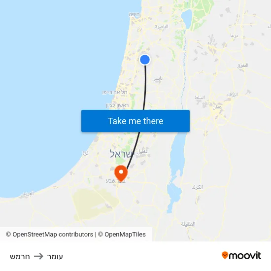 חרמש to עומר map
