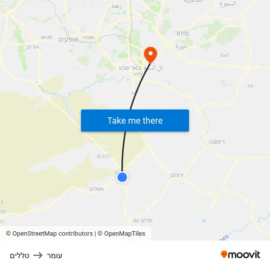 טללים to עומר map