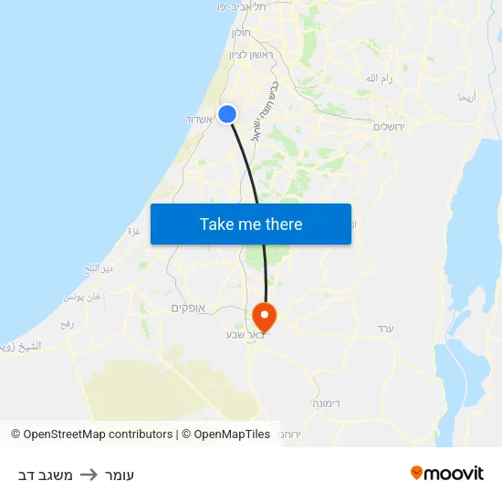 משגב דב to עומר map