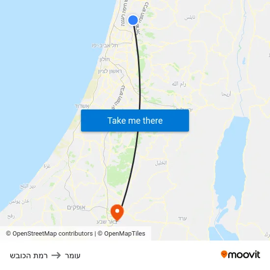 רמת הכובש to עומר map