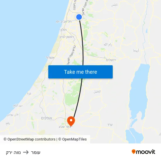 נווה ירק to עומר map