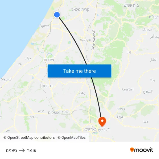 ניצנים to עומר map