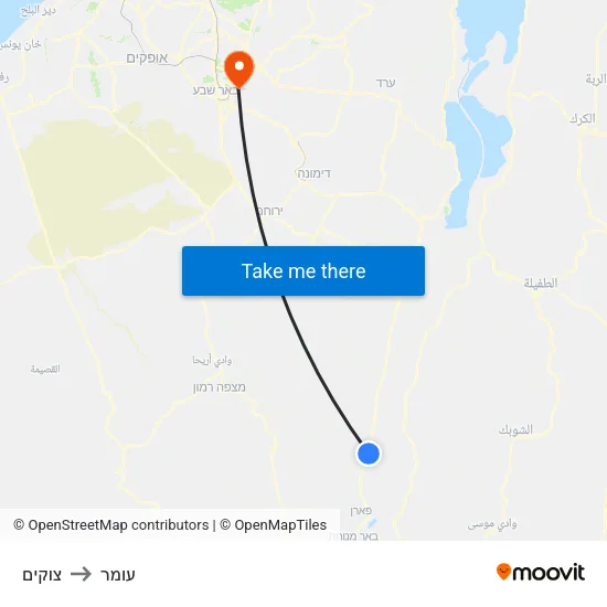 צוקים to עומר map