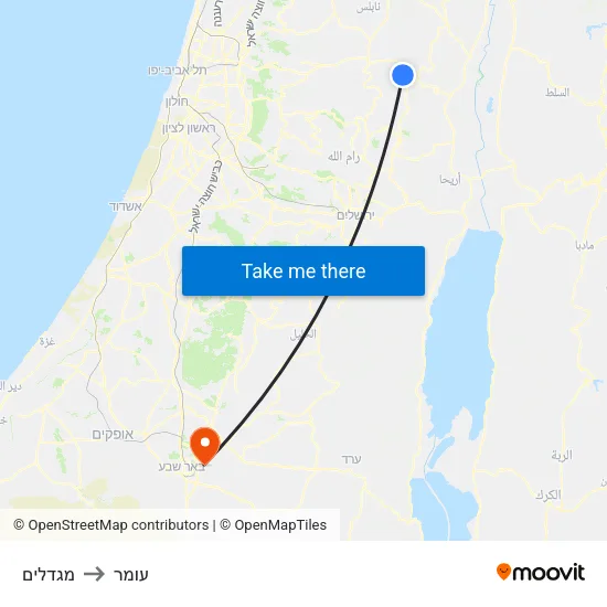 מגדלים to עומר map