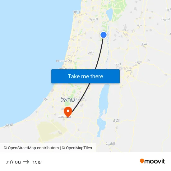 מסילות to עומר map