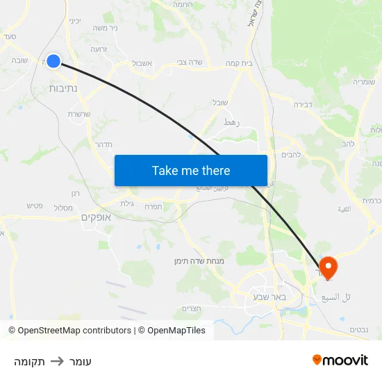 תקומה to עומר map