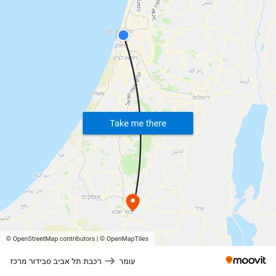 רכבת תל אביב סבידור מרכז to עומר map