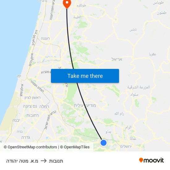 מ.א. מטה יהודה to תנובות map