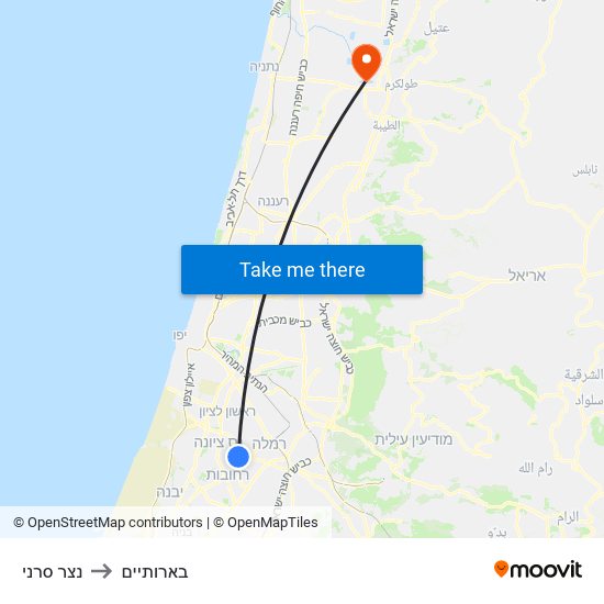 נצר סרני to בארותיים map