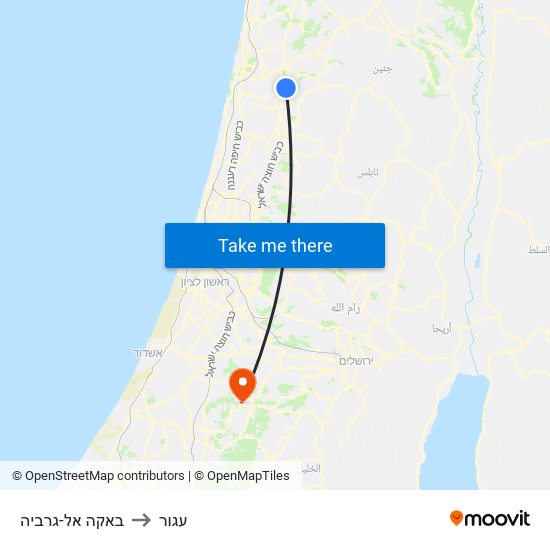 באקה אל-גרביה to עגור map