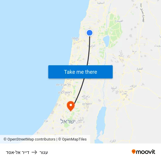 דייר אל-אסד to עגור map