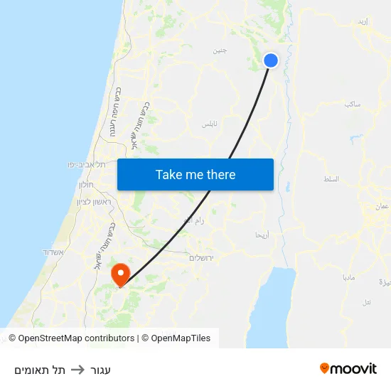 תל תאומים to עגור map