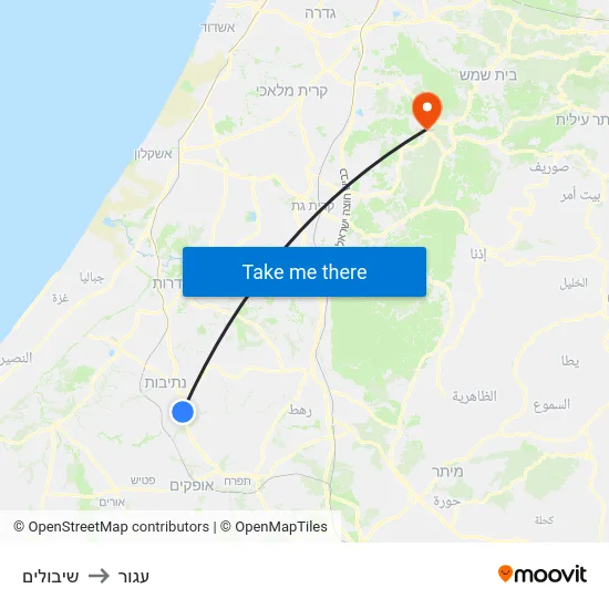 שיבולים to עגור map