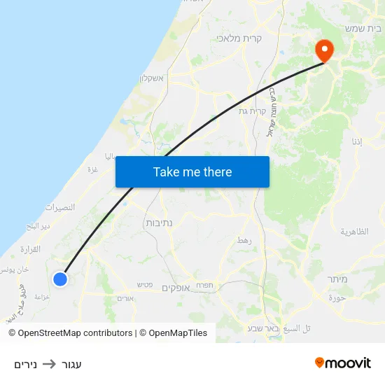 נירים to עגור map