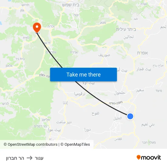 הר חברון to עגור map