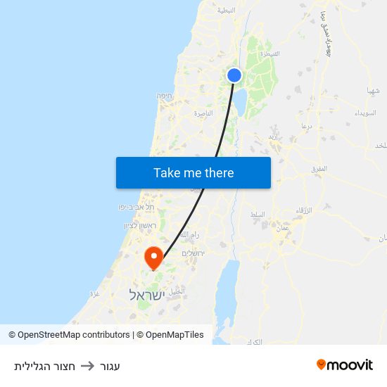 חצור הגלילית to עגור map