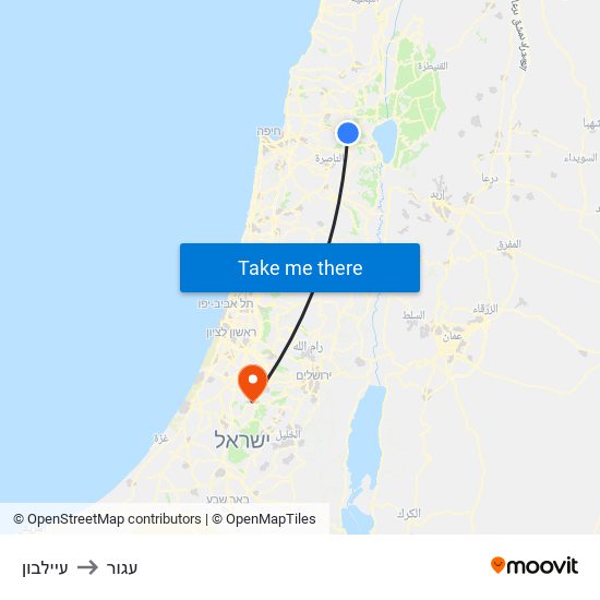 עיילבון to עגור map