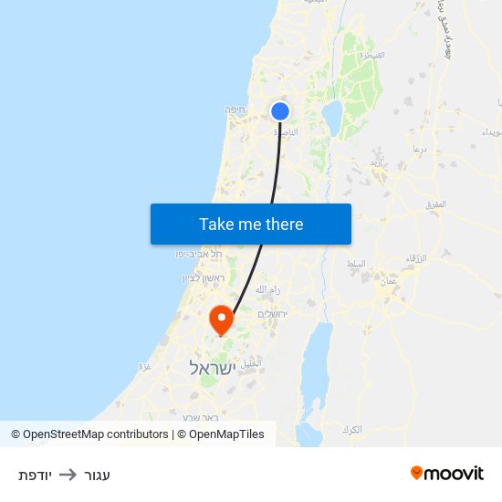 יודפת to עגור map