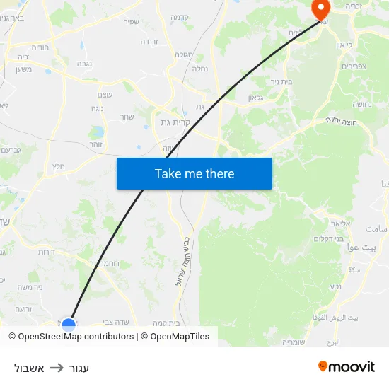 אשבול to עגור map