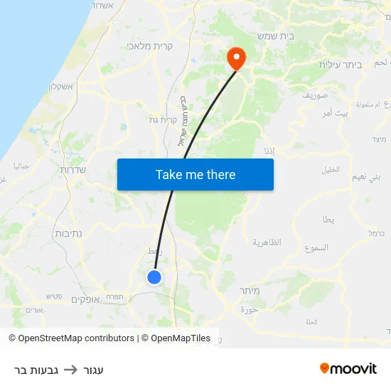 גבעות בר to עגור map