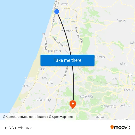 גליל ים to עגור map