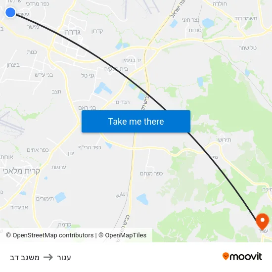 משגב דב to עגור map