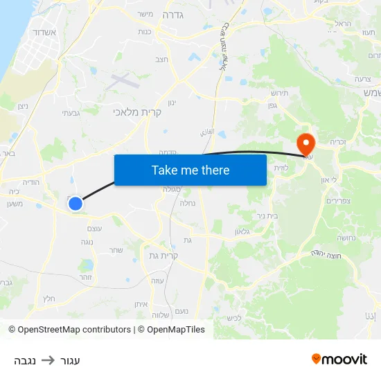 נגבה to עגור map