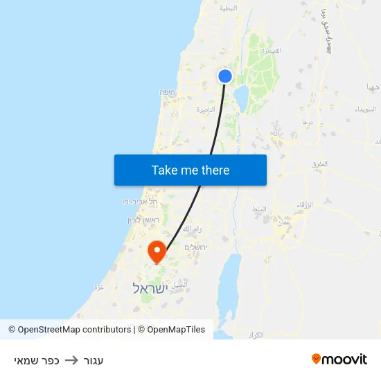 כפר שמאי to עגור map