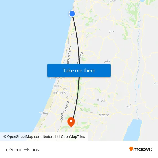 נחשולים to עגור map