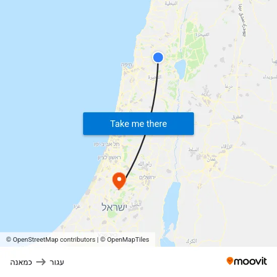 כמאנה to עגור map