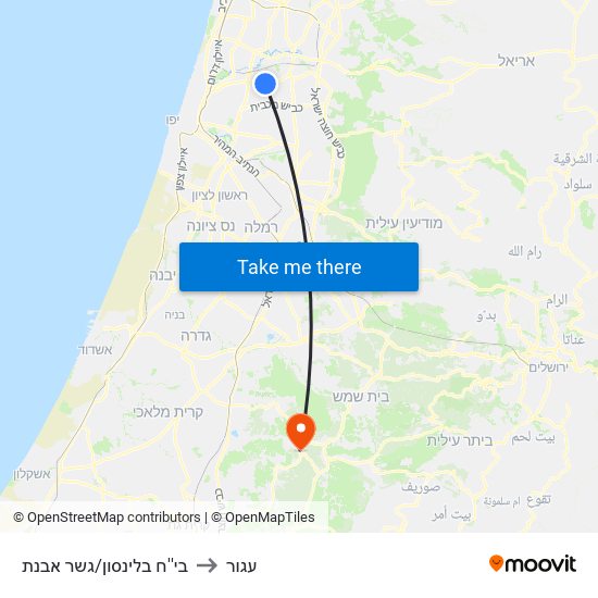 בי''ח בלינסון/גשר אבנת to עגור map