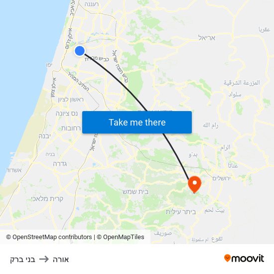 בני ברק to אורה map