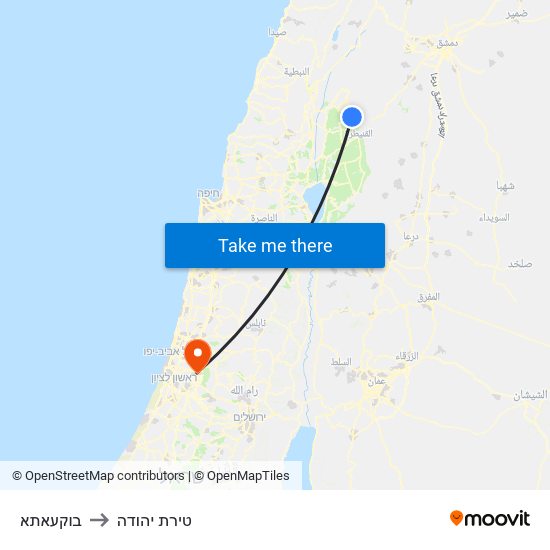 בוקעאתא to טירת יהודה map