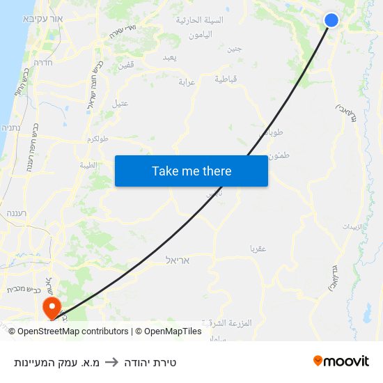 מ.א. עמק המעיינות to טירת יהודה map