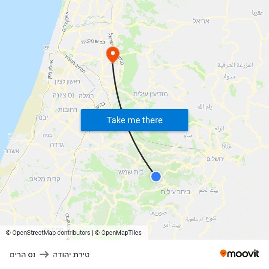 נס הרים to טירת יהודה map