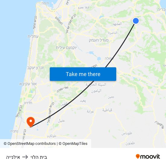 אילנייה to בית הלוי map