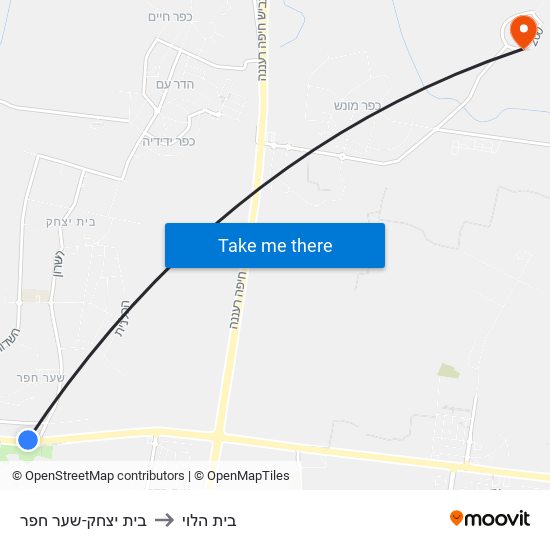 בית יצחק-שער חפר to בית הלוי map