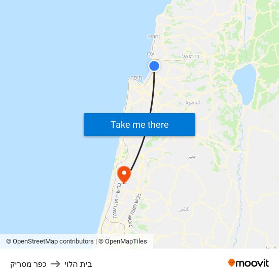 כפר מסריק to בית הלוי map