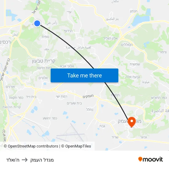 ח'ואלד to מגדל העמק map