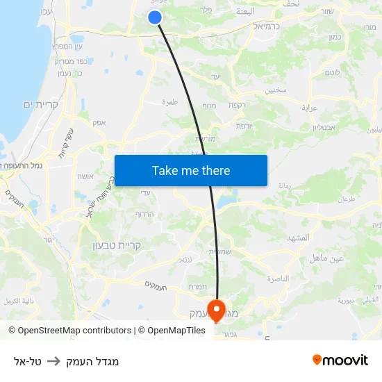 טל-אל to מגדל העמק map