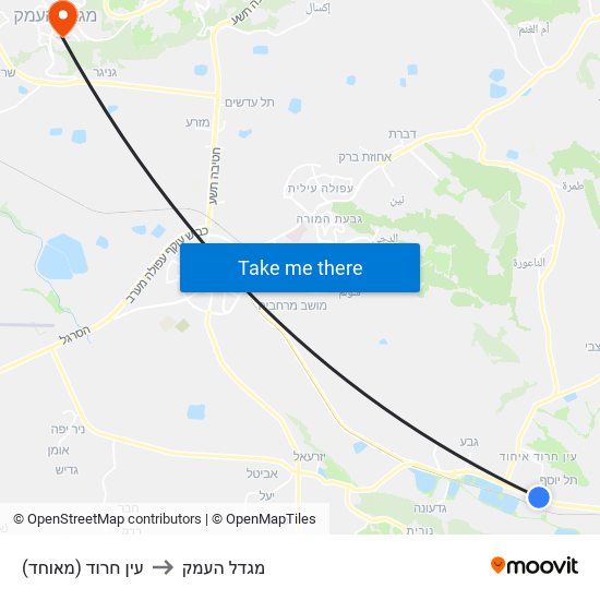 עין חרוד (מאוחד) to מגדל העמק map