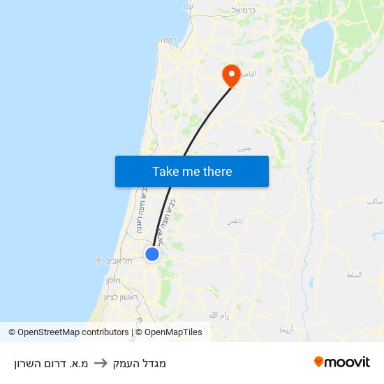 מ.א. דרום השרון to מגדל העמק map