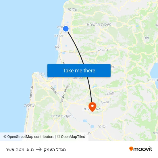 מ.א. מטה אשר to מגדל העמק map