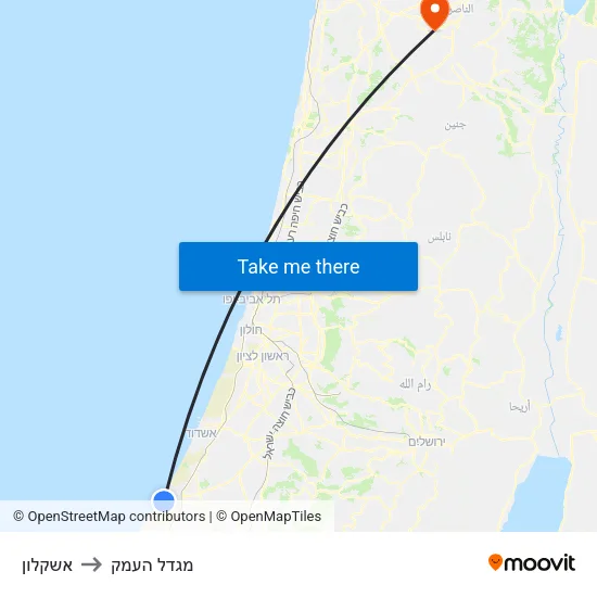 אשקלון to מגדל העמק map
